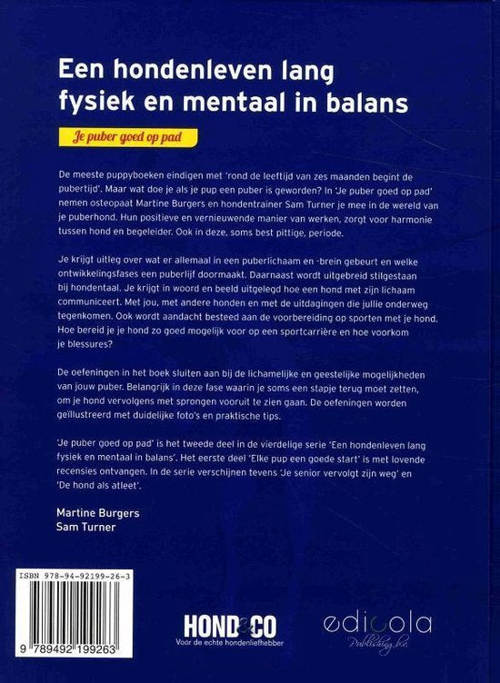 Achter kant boek hondenleven lang fysiek en mentaal in balans puber